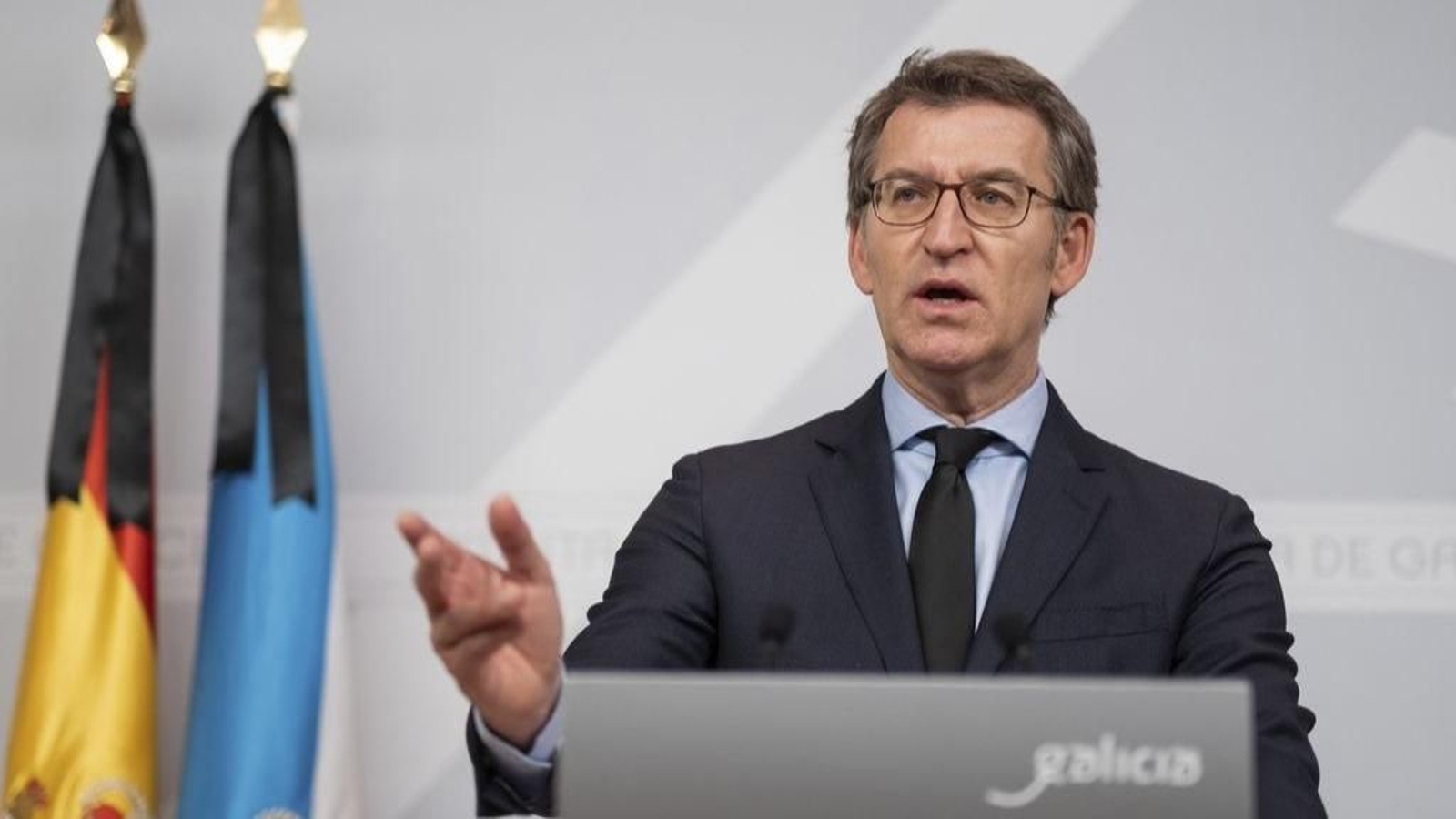Núñez Feijóo, durante la rueda de prensa en la que anunció la convocatorial electoral.