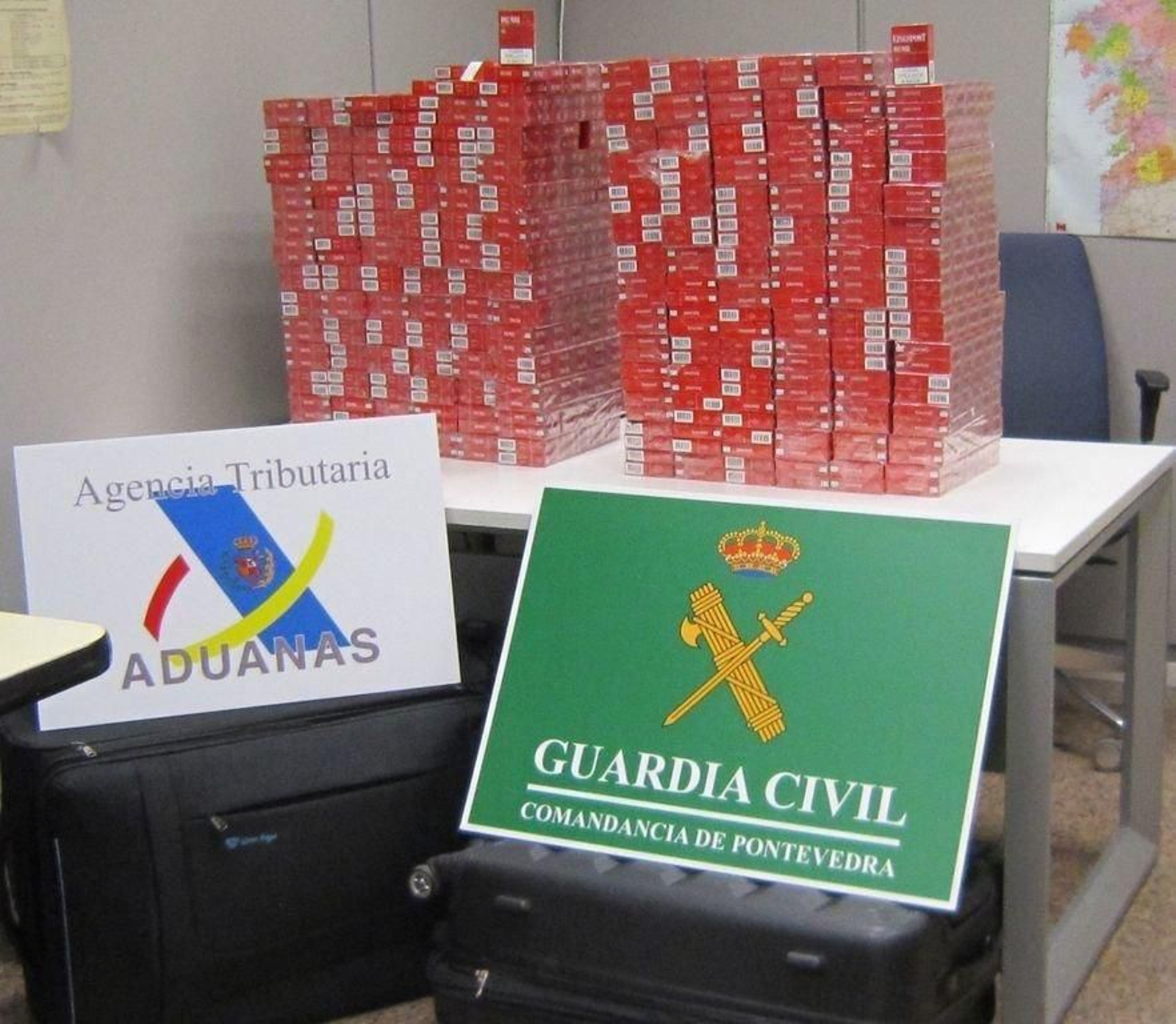 Cajetillas de tabaco de contrabando intervenidas de la supuesta ruta con Angola.