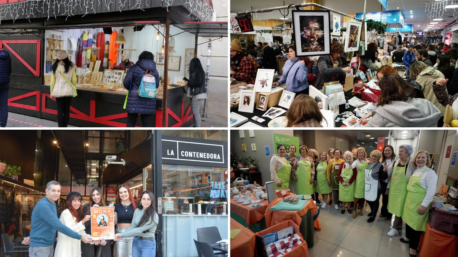 Imágenes de los mercadillos en O Calvario, la presentación del MONA y el rastrillo solidario de la Asociación contra el Cáncer.