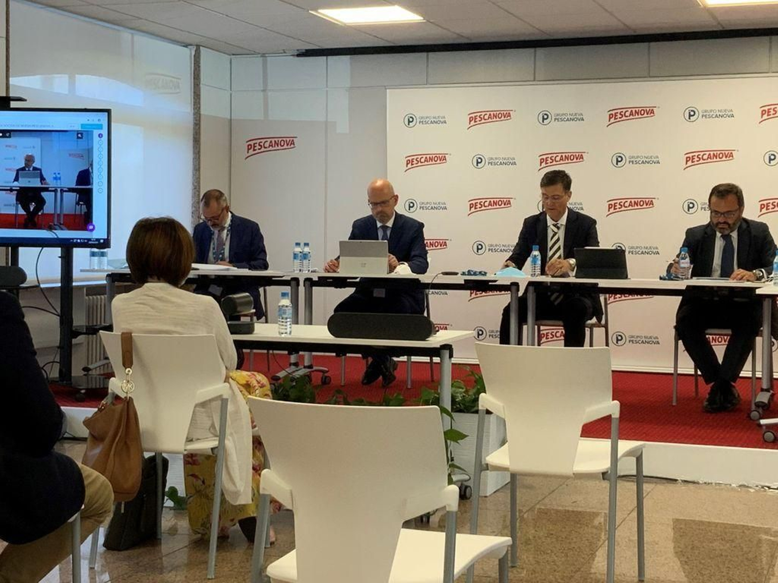 La junta de accionista se celebró ayer en la sede de Nueva Pescanova en Chapela.