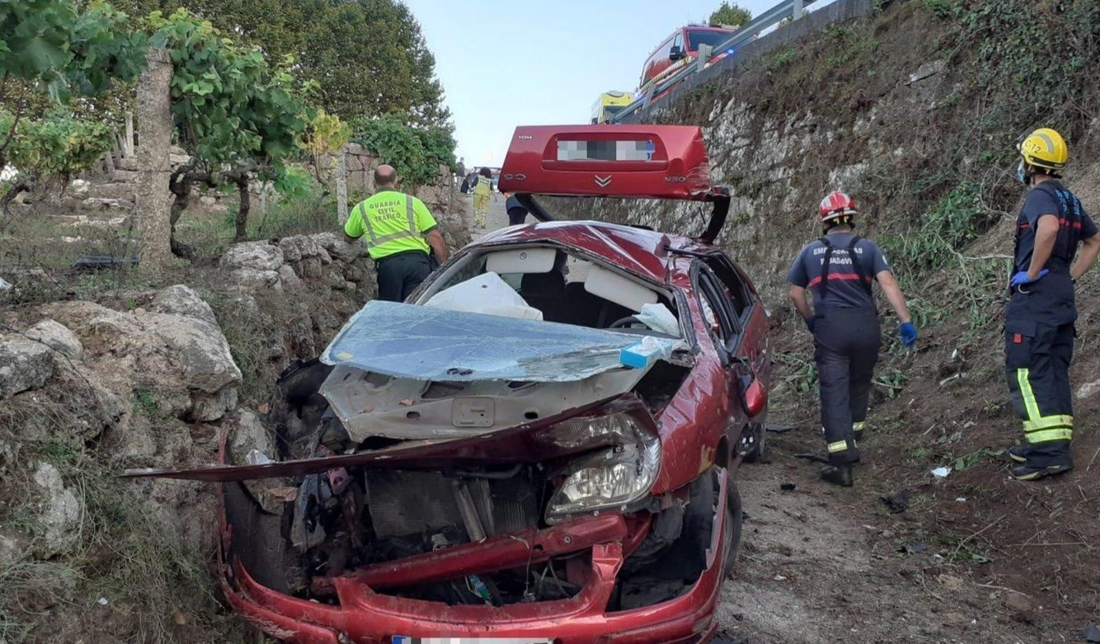 El turismo se salió de la calzada tras tomar una curva y se precipitó