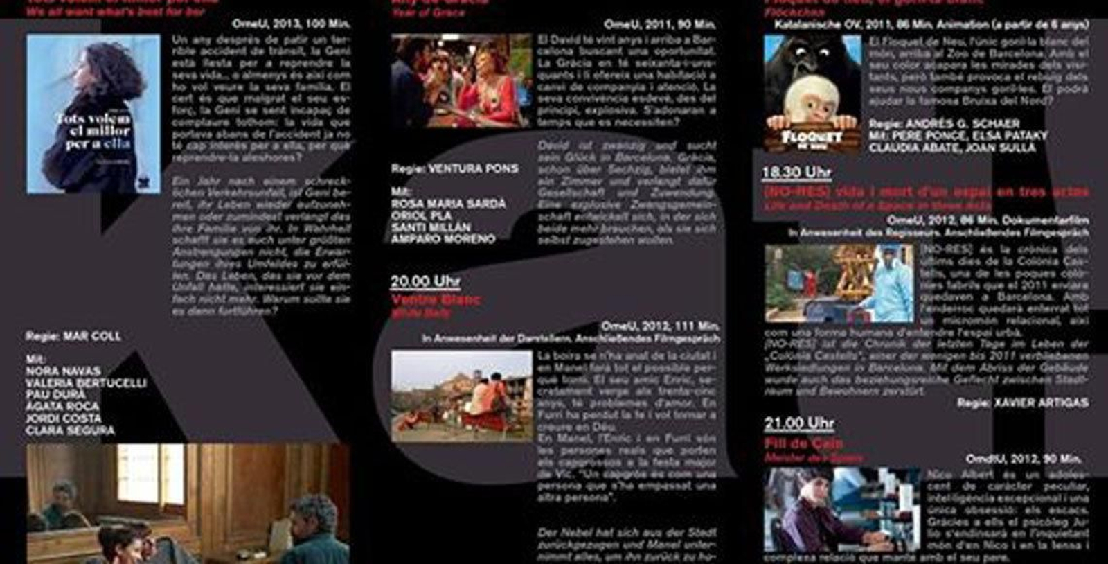 Folleto con información sobre las películas catalanas que se van a proyectar en Munich.