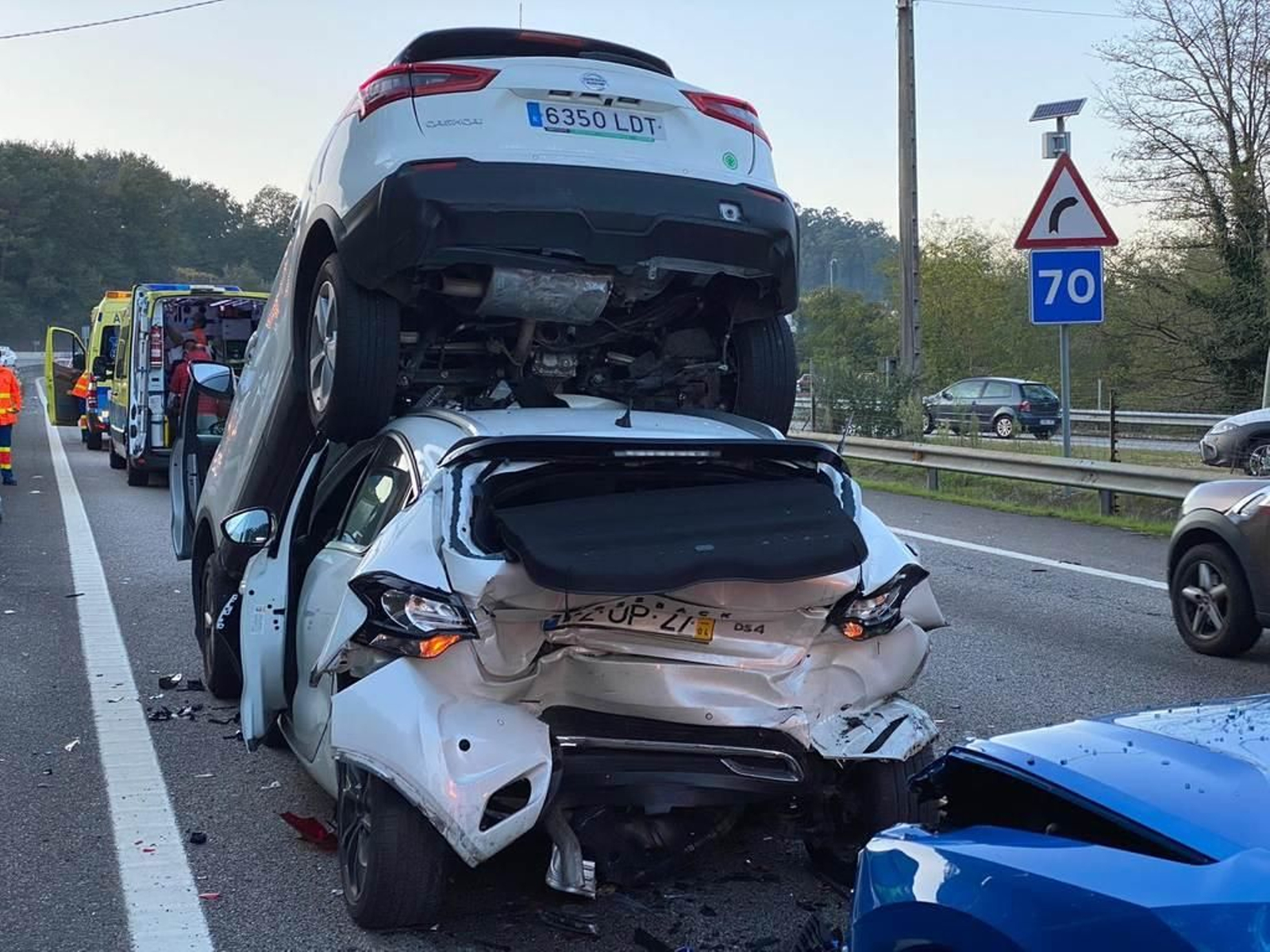 Accidente en la la autovía A55 en Mos 11