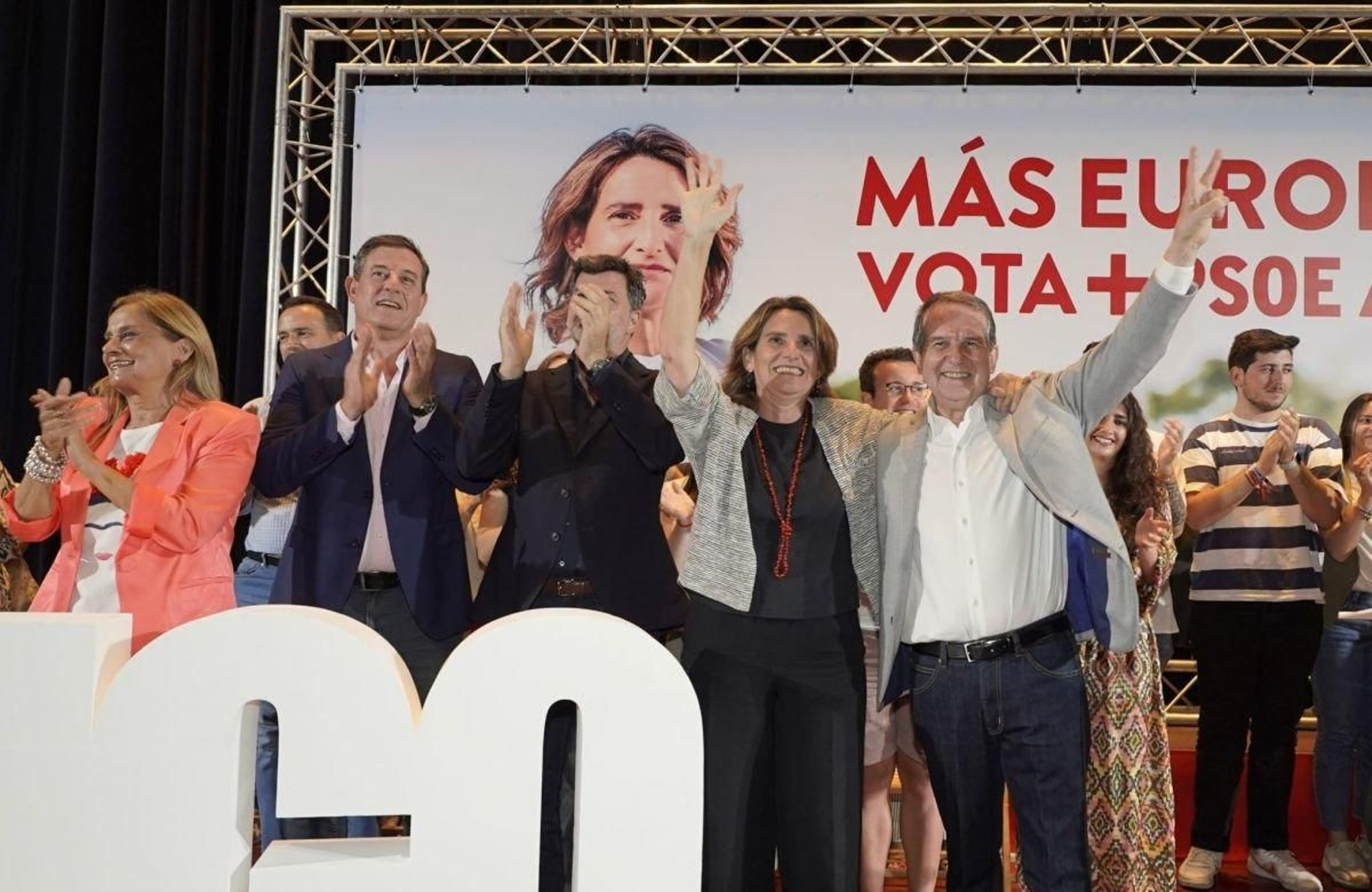 Mitin del PSOE con Silva, Besteiro, Casares, Ribera y  Caballero.