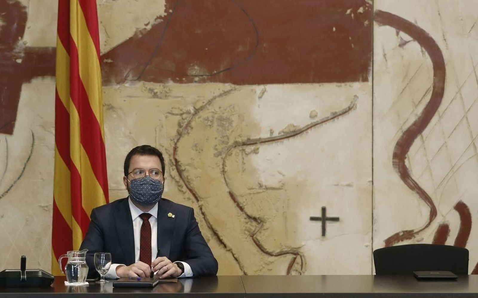 Pere Aragonès, durante la reunión del Govern.