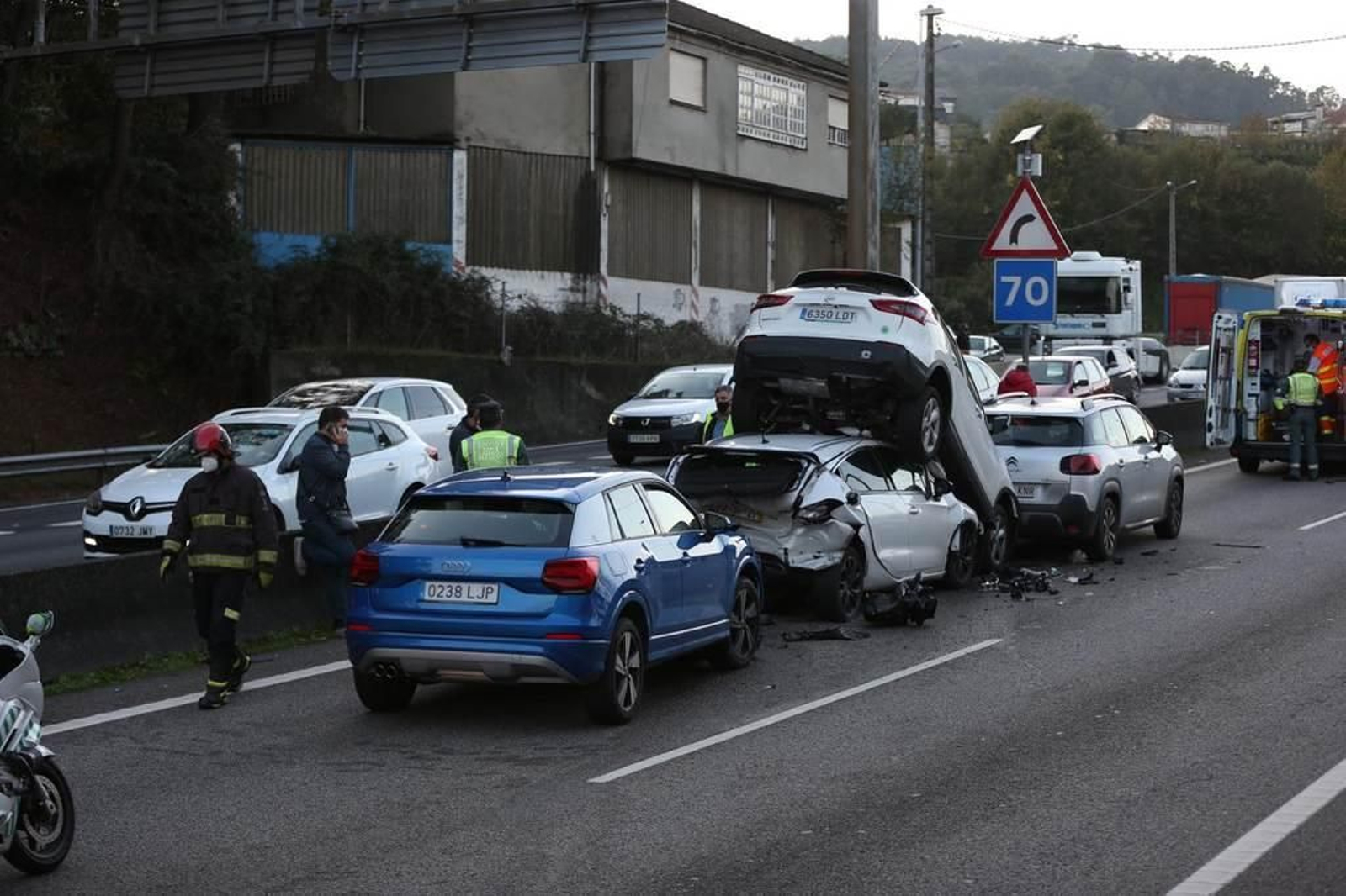 Accidente en la la autovía A55 en Mos 3