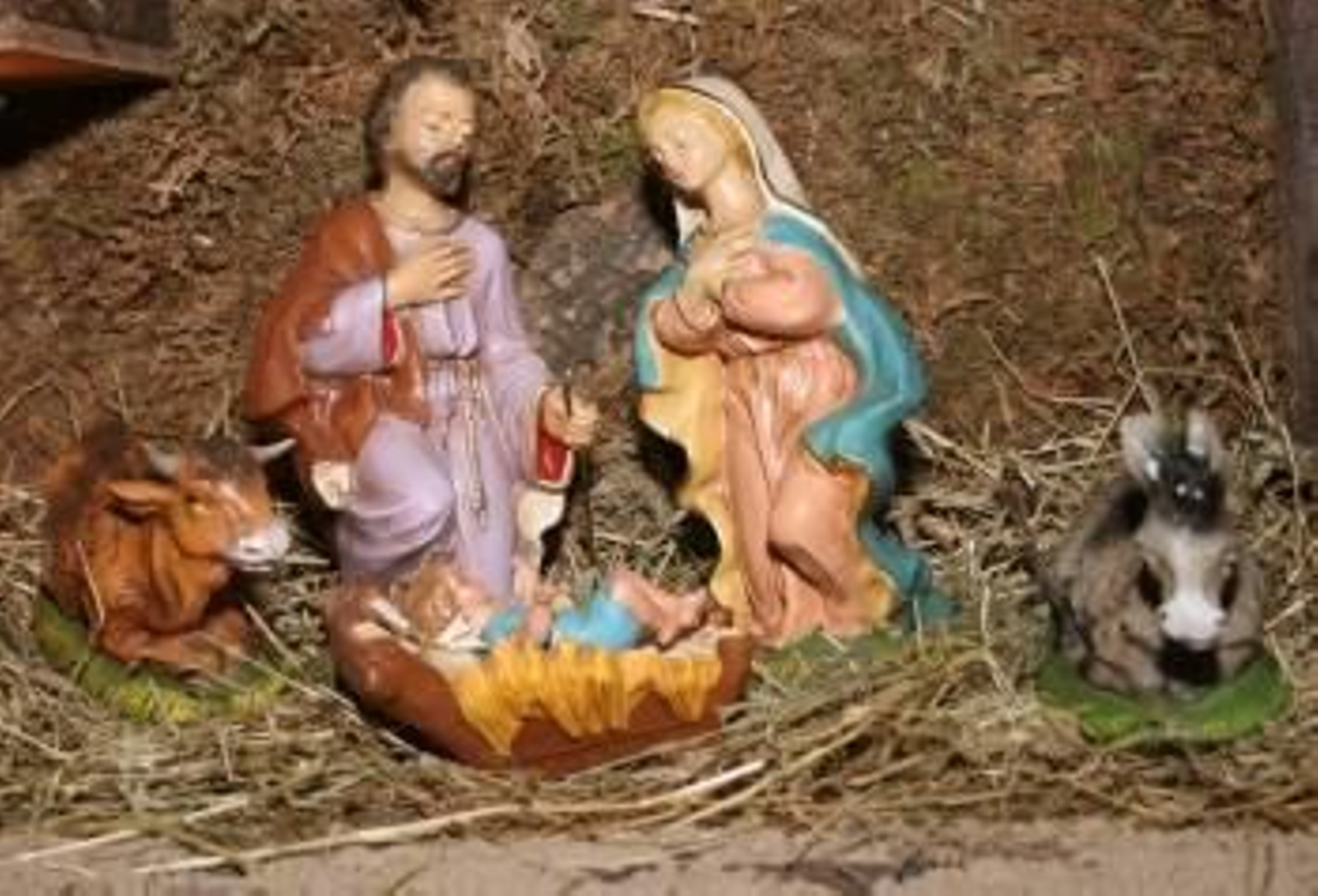 Un tradicional portal de Belén, con las figuras del buey y la mula a ambos lados. (Foto: HOHEM GOUVEIA)