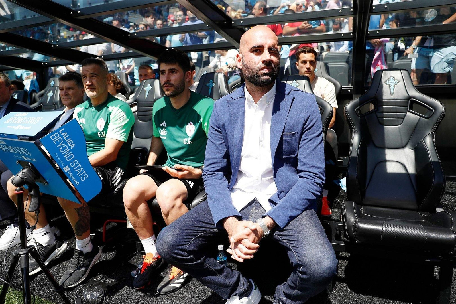 Claudio Giráldez, en el banquillo del Celta.