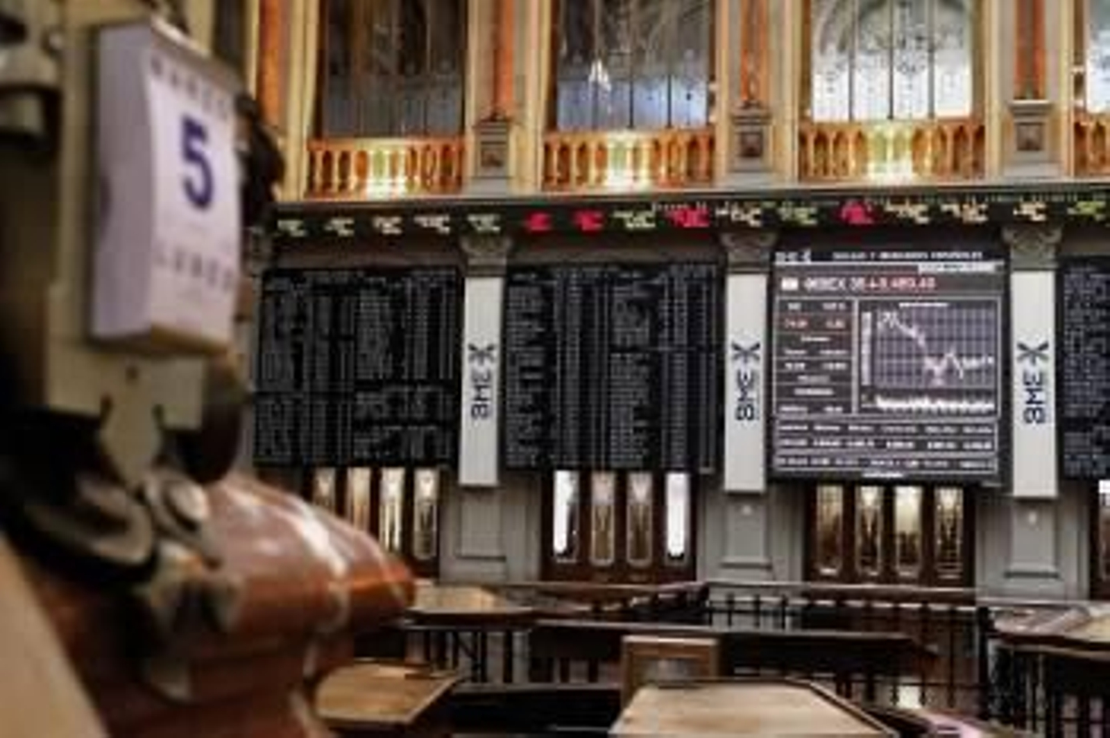 Panel de cotización en la Bolsa de Madrid del Ibex 35 (Foto: EFE)