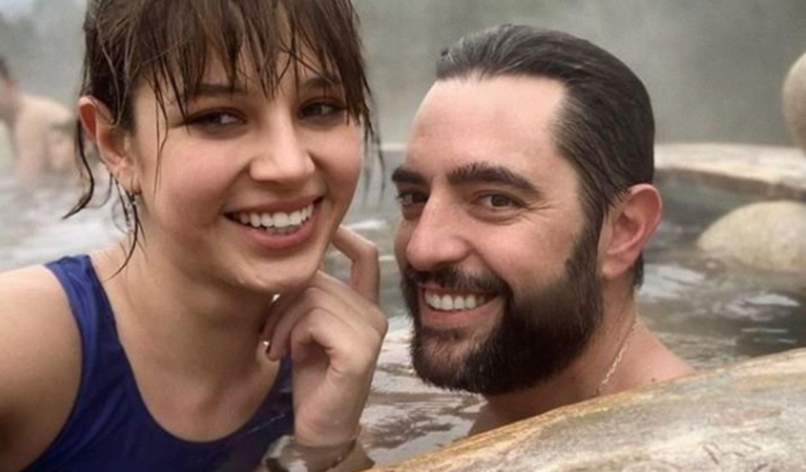 Yasmina Paiman y Dani Mateo en las termas de Prexigueiro.