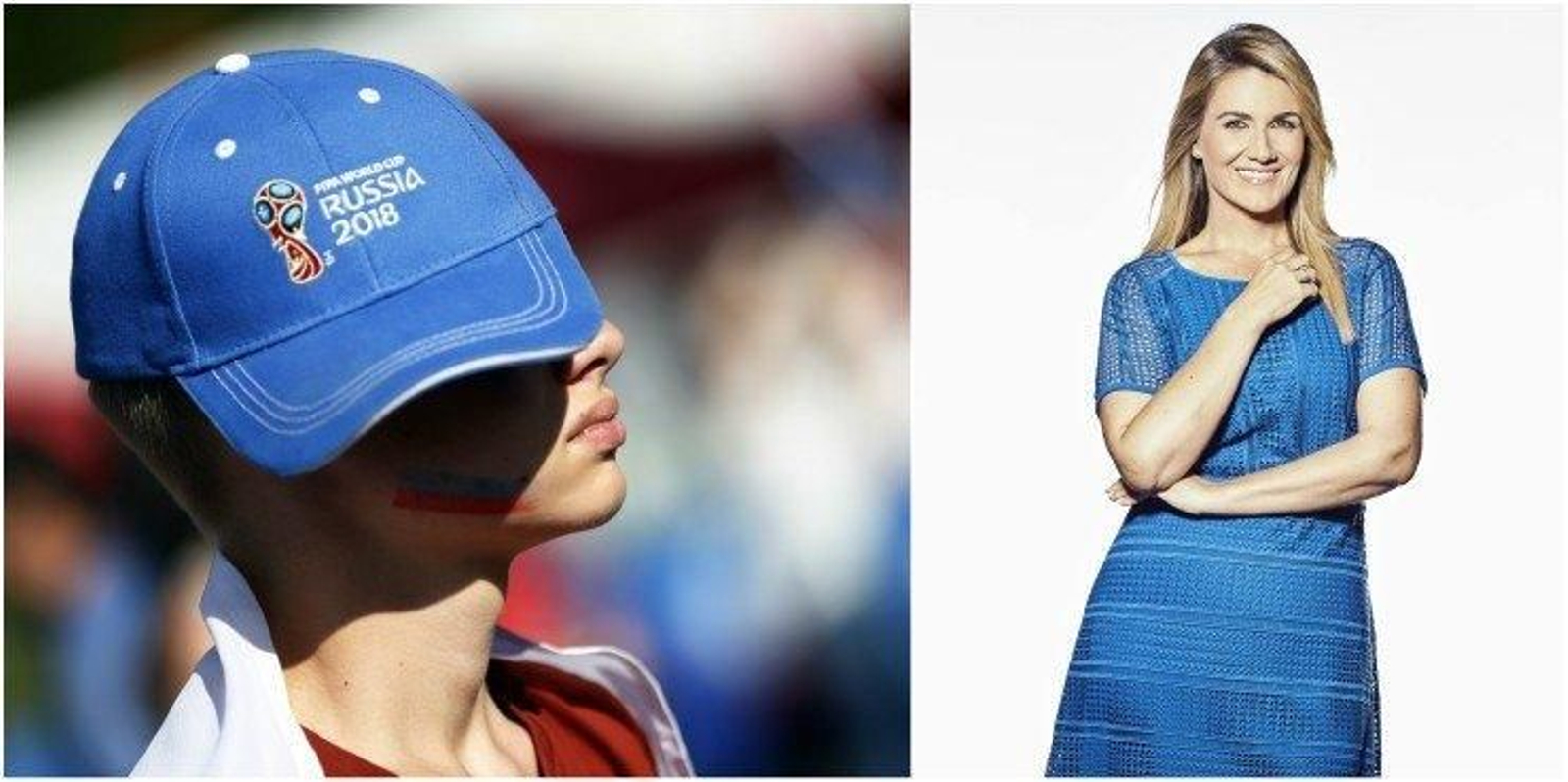 Un joven aficionado de la selección rusa sigue el partido contra Uruguay y Carlota Corredera.