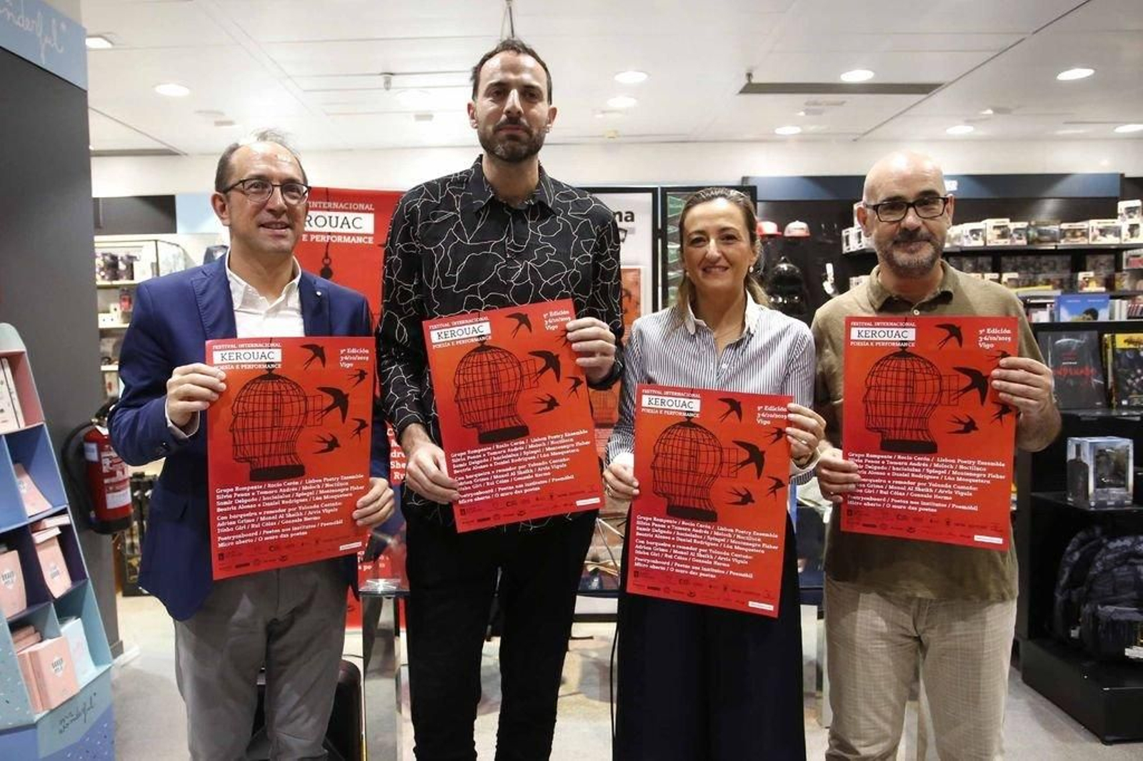 Anxo Lorenzo, Marcos de la Fuente, Teresa Egerique y Francisco Castro, en la presentación del festival Kerouac.