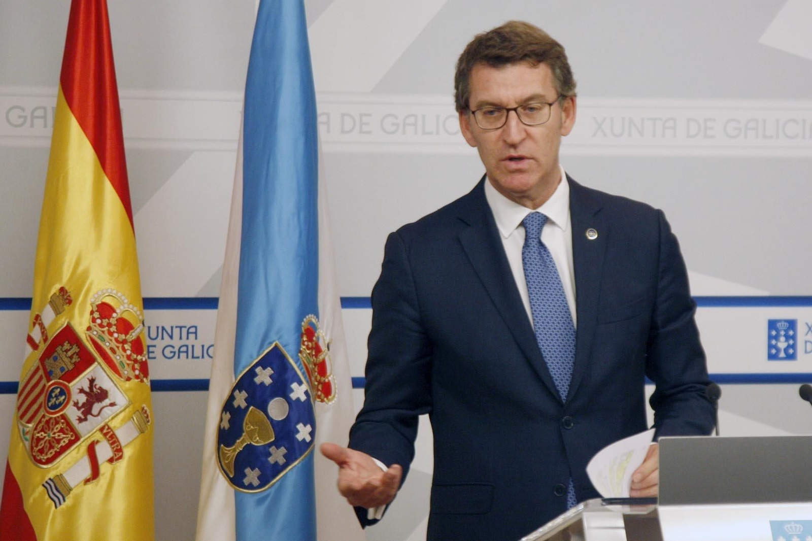 Núñez Feijóo, durante la rueda de prensa posterior a la reunión del Consello de la Xunta.