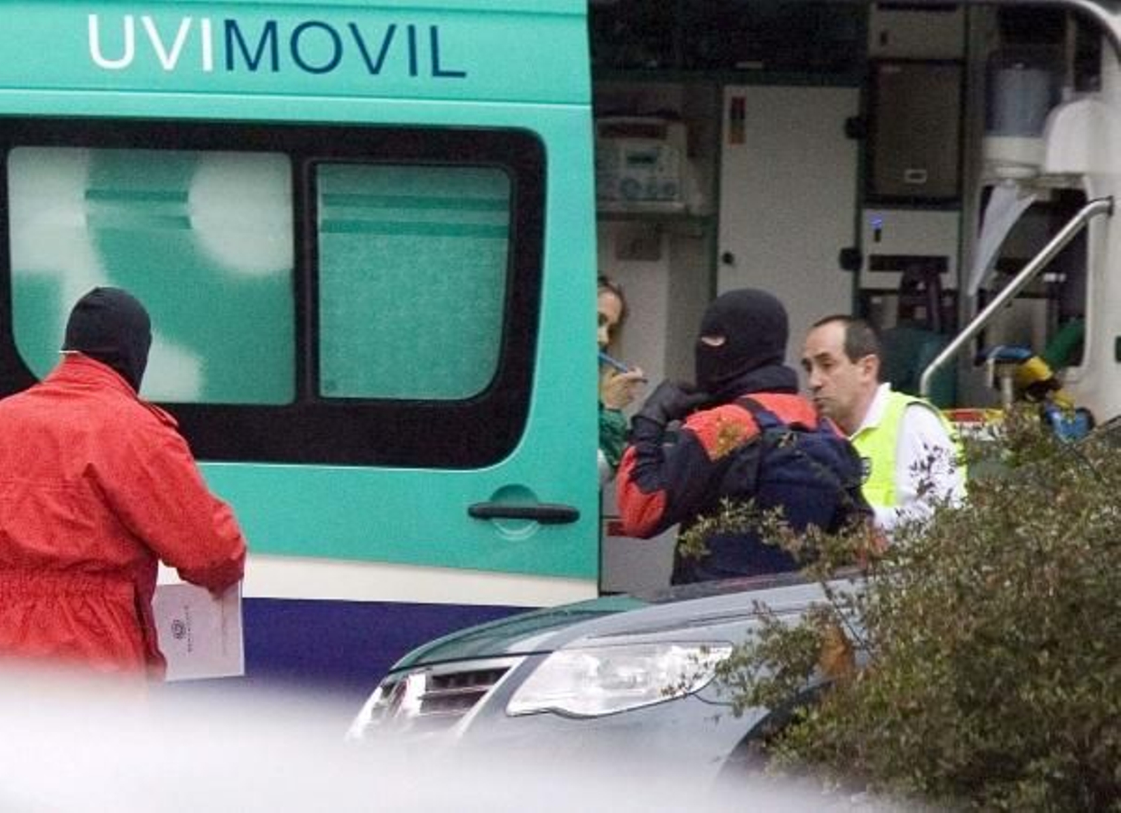 Ambulancia en la que los sanitarios intentaron reanimar al empresario.