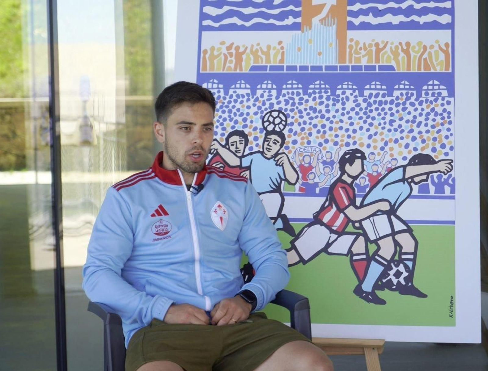 Fran Beltrán, ayer, tras el entrenamiento en la ciudad deportiva de Mos.