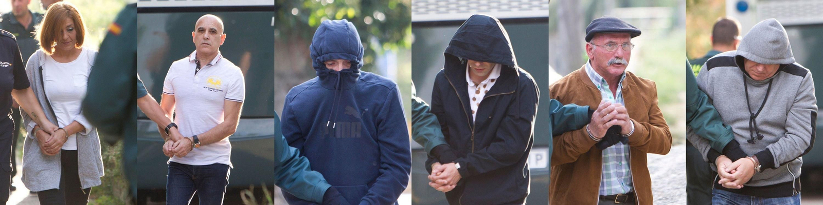 Los acusados de pertenecer a la red de narcotráfico en el juzgado de Vigo // Vicente Alonso