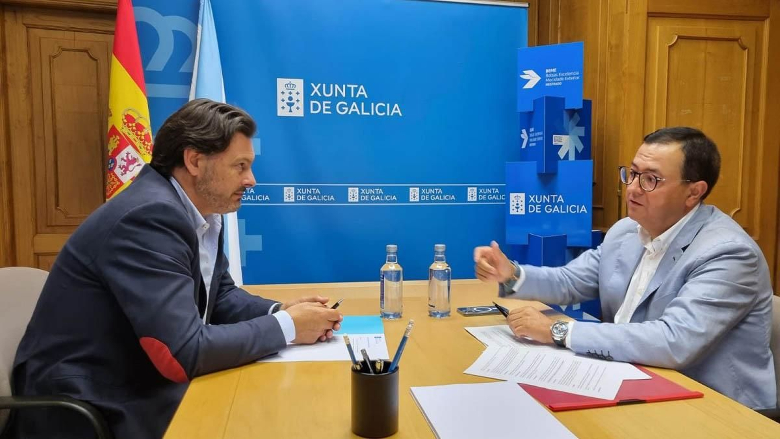 Antonio Rodríguez Miranda y Fernando Rubio Ballestero, en la reunión celebrada en la sede de la SXE en la capital de Galicia