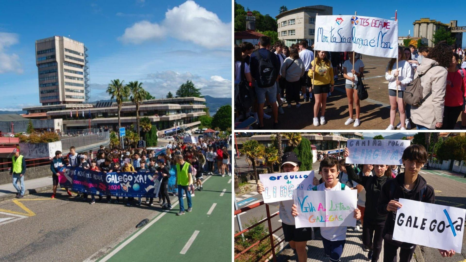 Rapaces de Vigo e da contorna déronse cita na Praza do Rei para reinvidicar a normalización do uso do galego nas clases e na socidade.