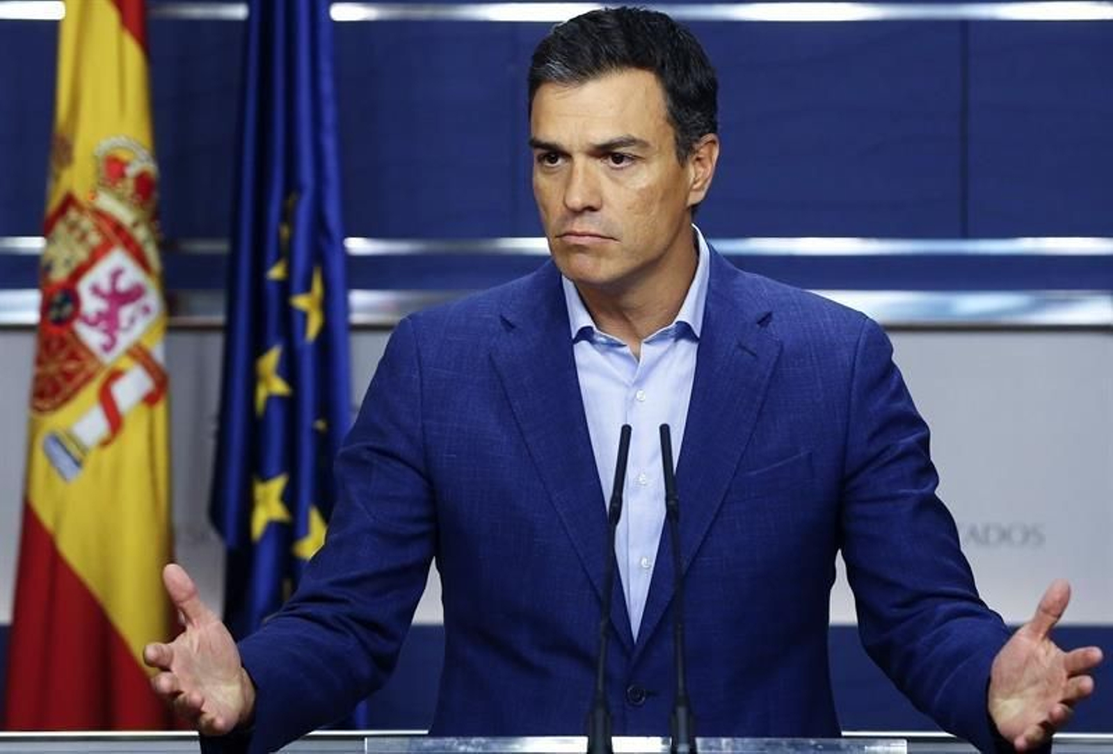 Pedro Sánchez, durante la rueda de prensa