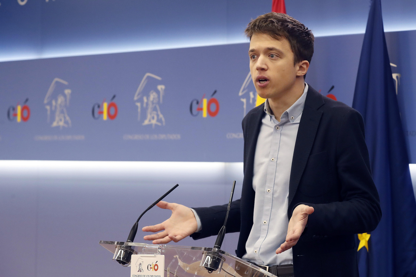 Íñiego Errejón, durante la rueda de prensa que ofreció en Madrid.