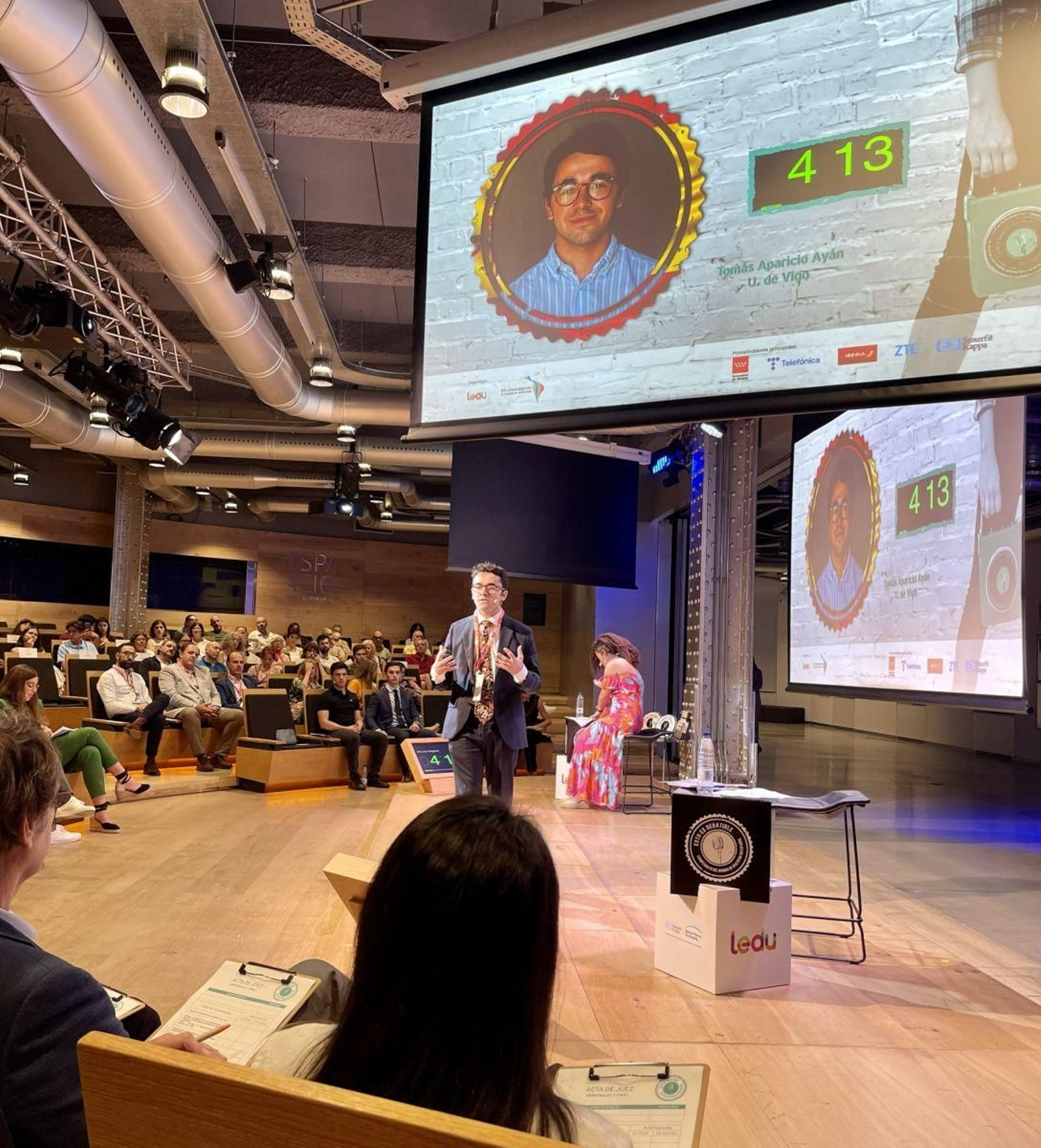 Tomás, durante su intervención en la final.