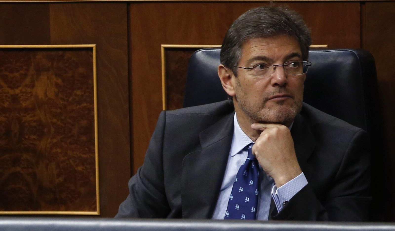 El ministro de Justicia Rafael Catalá, en su escaño durante un pleno del Congreso de los Diputados.