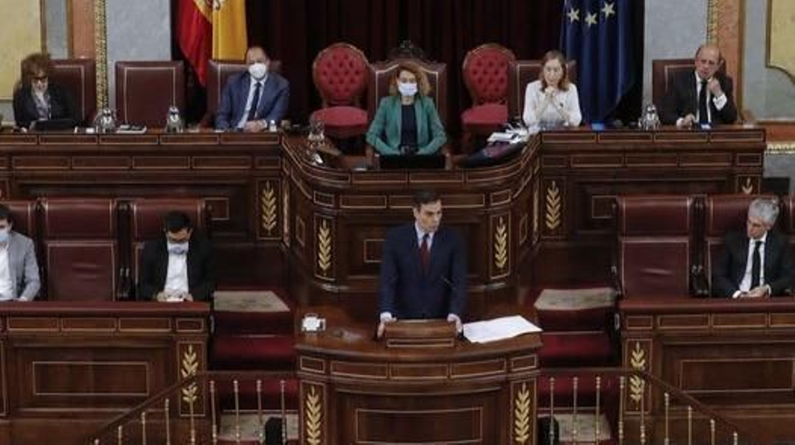 El presidente del Gobierno, Pedro Sánchez, en el pleno del Congreso.
