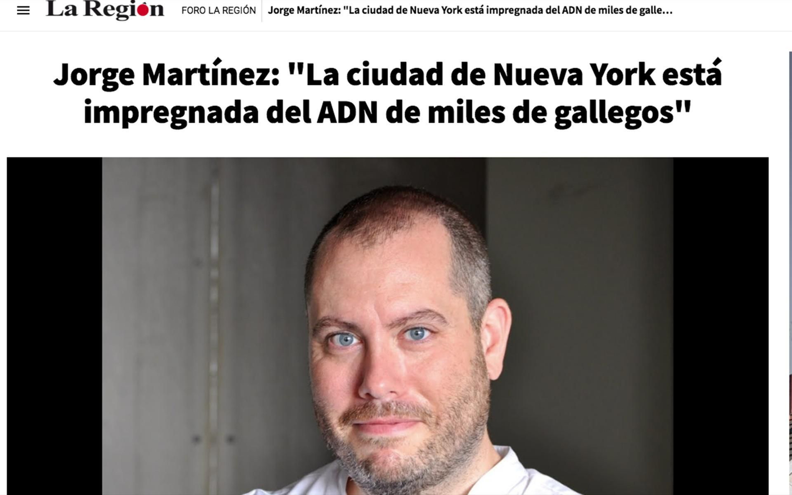 Jorge Martínez, el arquitecto de la reforma y museo del Empire State, es el protagonista del Foro La Región "Influencia galega no deseño de obras icónicas na gran mazá"