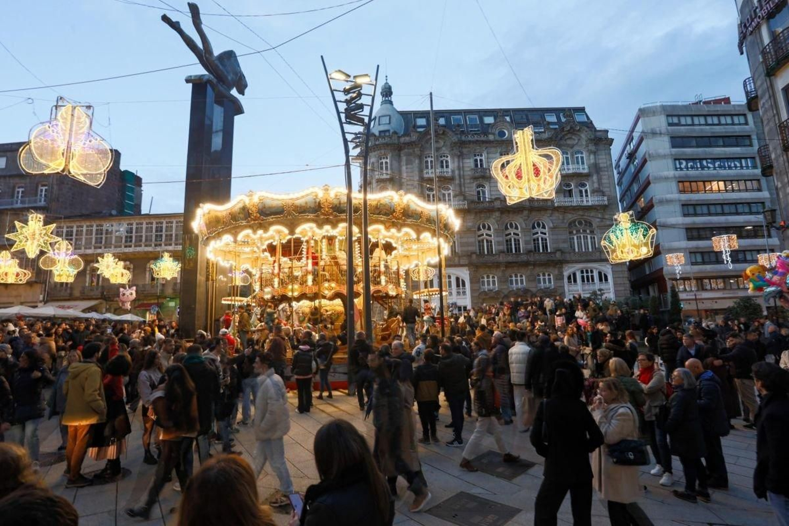 Una imagen de la Porta do Sol durante el pasado mes de diciembre, en Navidades.