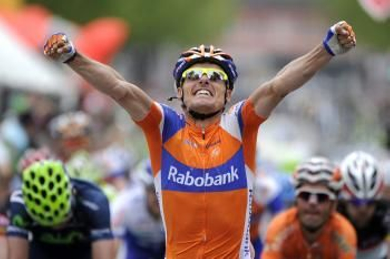 El ciclista murciano Luis León Sánchez celebra una victoria en las filas del Rabobank.