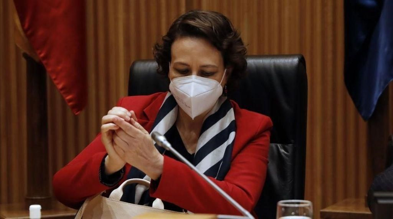 Magdalena Valerio, presidenta de la Comisión del Pacto de Toledo, en una comparecencia.