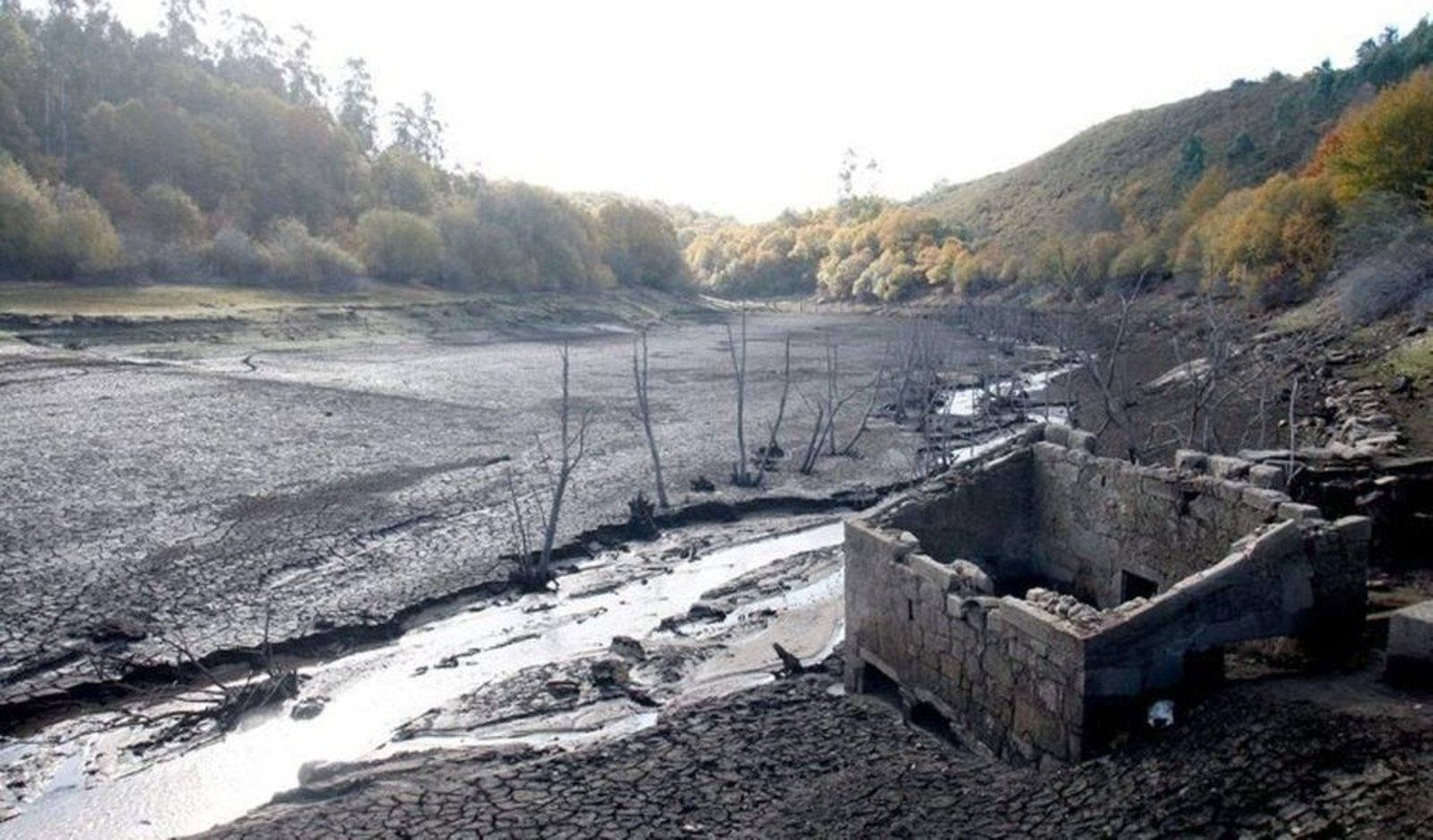 La presa de Eiras, en el año de la gran sequía.