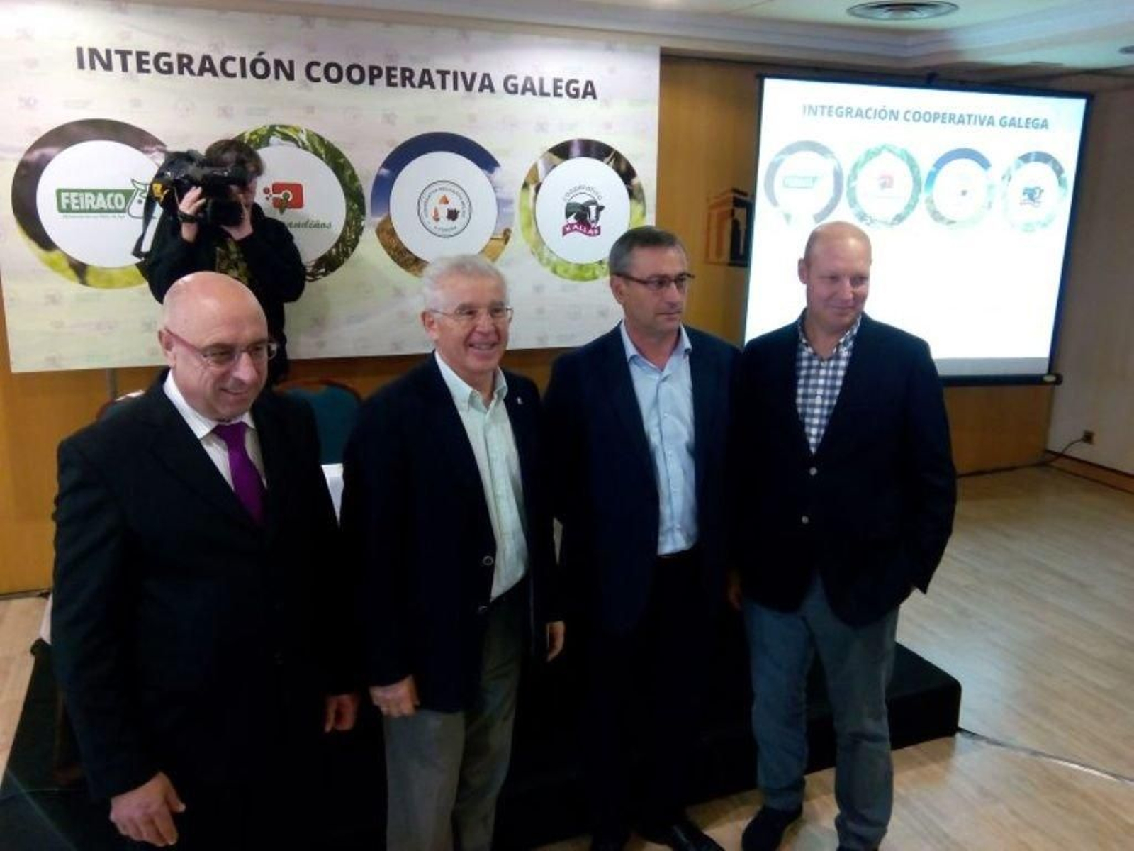 Los presidentes de las cuatro cooperativas gallegas, en la presentación del proyecto.
