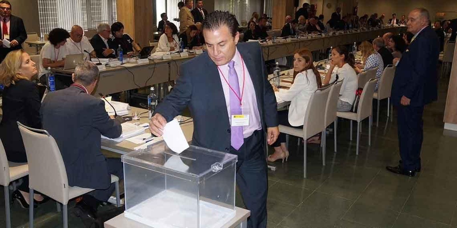 Manuel Domínguez, durante una votación del pasado Pleno del CGCEE.