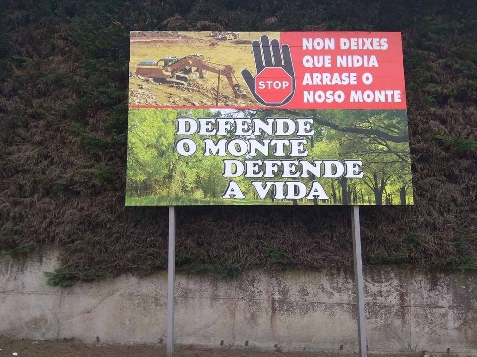 Carteles de la plataforma Auga é Vida contra Arévalo y el proyecto Celta en plena campaña electoral del 26M.