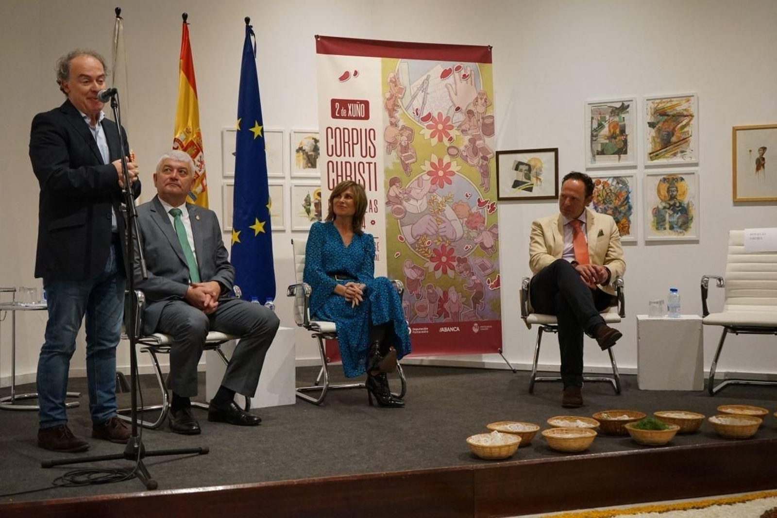 Rogelio Groba Otero, pregonero de Corpus, Juan Carlos G. Carrera, Nava Castro y Javier Vázquez, ayer en Madrid.