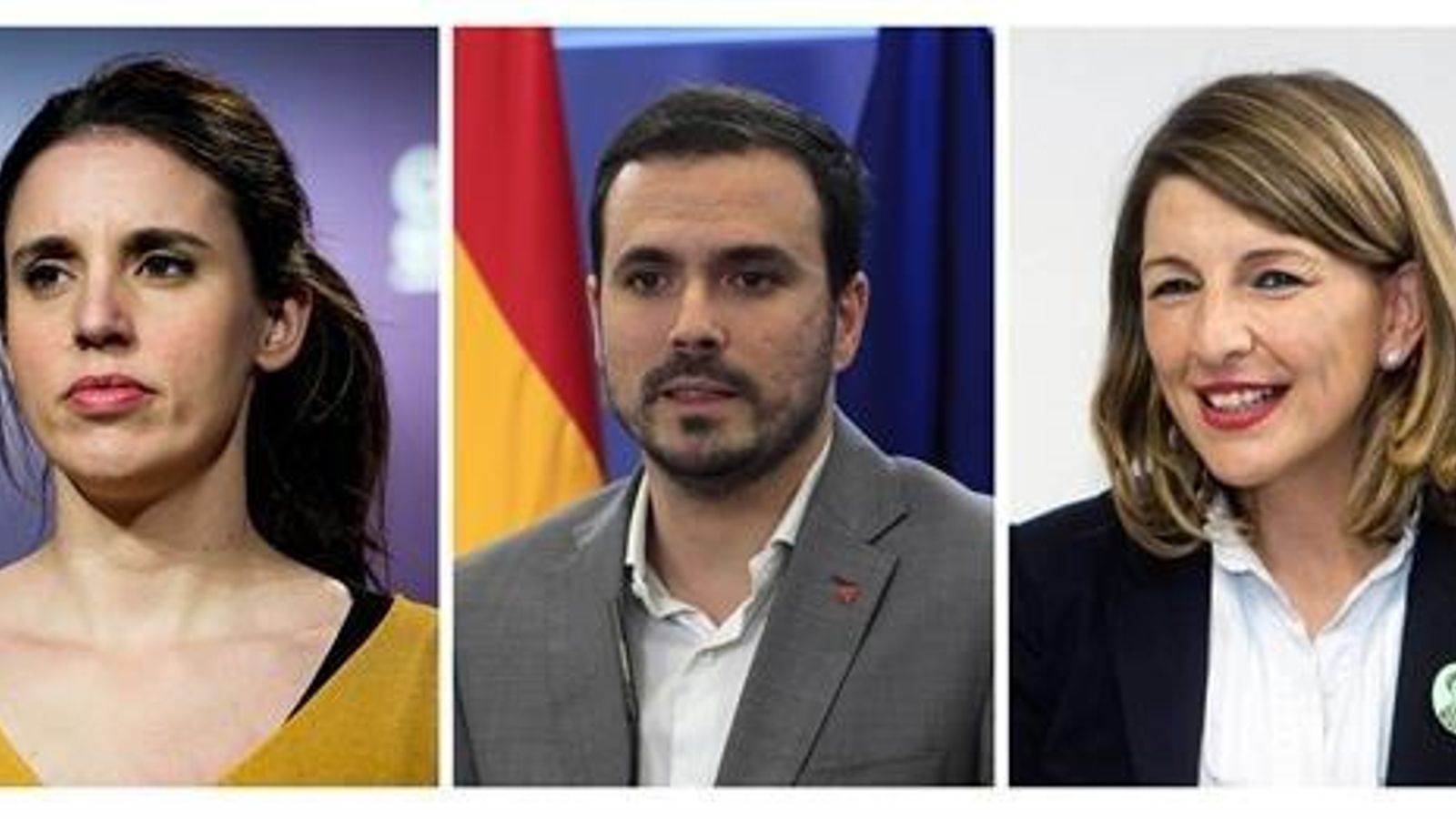 De izquierda a derecha; Pablo Iglesias, Irene Montero,Alberto Garzón, Yolanda Díaz y Manuel Castells. A dos días de la votación definitiva de la investidura, Unidas Podemos ha despejado las incógnitas de quiénes serán sus ministros, con Manuel Castells en Universidades y Alberto Garzón en Consumo, que se suman a los nombres de Pablo Iglesias, Irene Montero y Yolanda Díaz.El secretario general de Podemos, Pablo Iglesias, ocupará la vicepresidencia segunda, de Asuntos Sociales, mientras que Irene Montero será quien asuma la cartera de Igualdad del Gobierno que encabezará Sánchez.