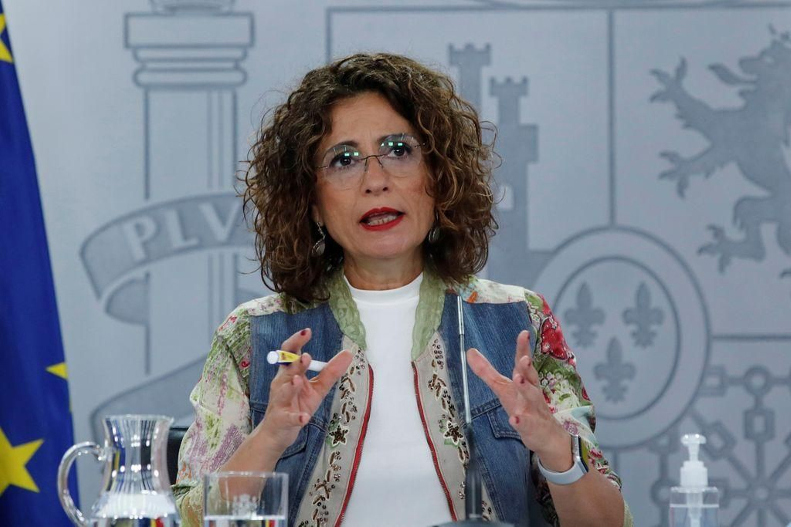 La ministra de Hacienda y portavoz del Gobierno, María Jesús Montero, durante la rueda de prensa.