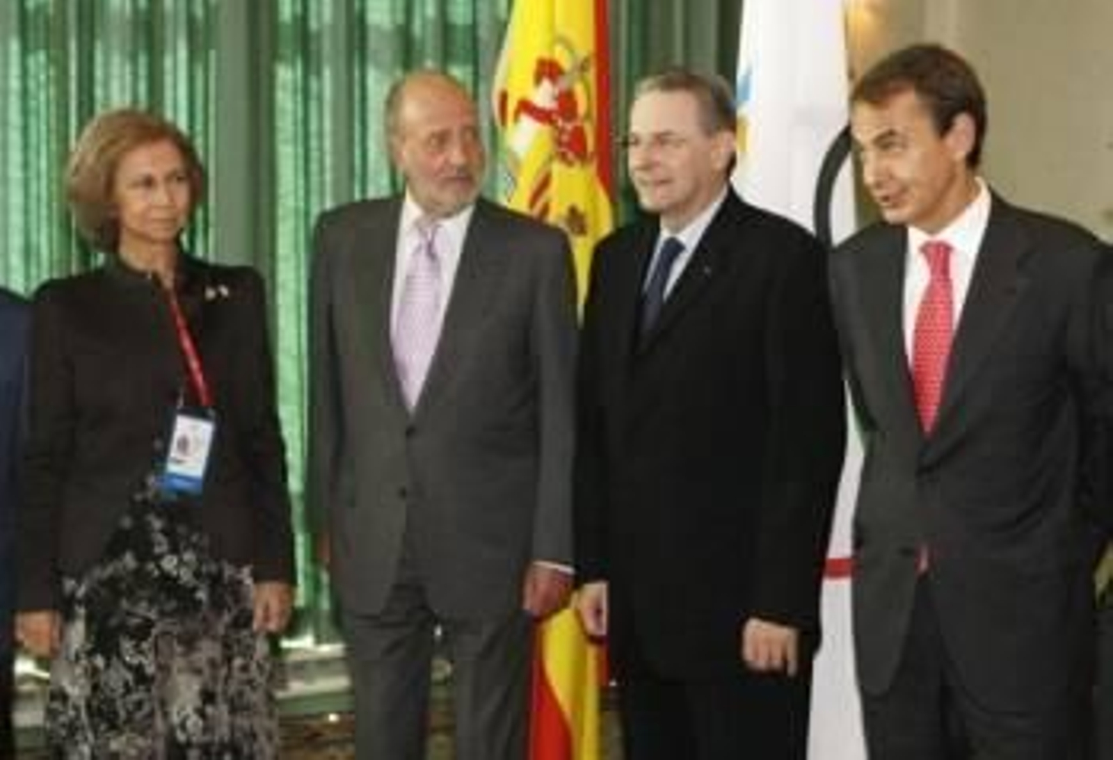 La reina Sofía, el rey Juan Carlos, Jaques Rogge y José Luis Rodríguez Zapatero.