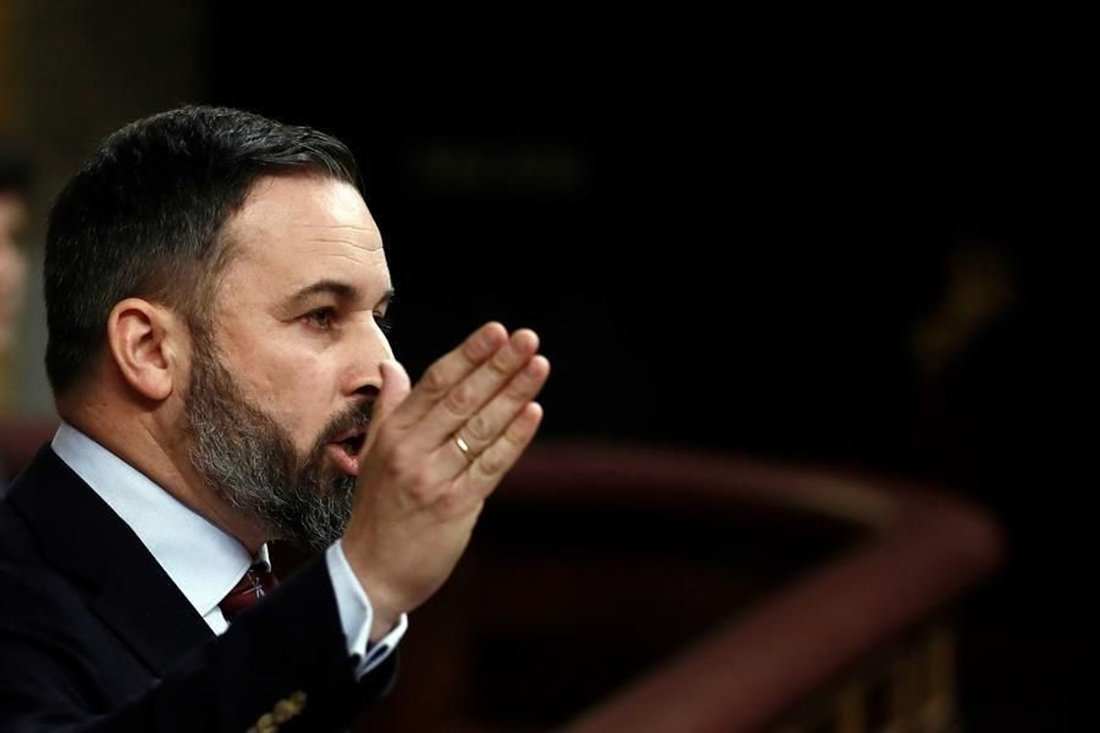 El líder del Vox, Santiago Abascal, durante su intervención