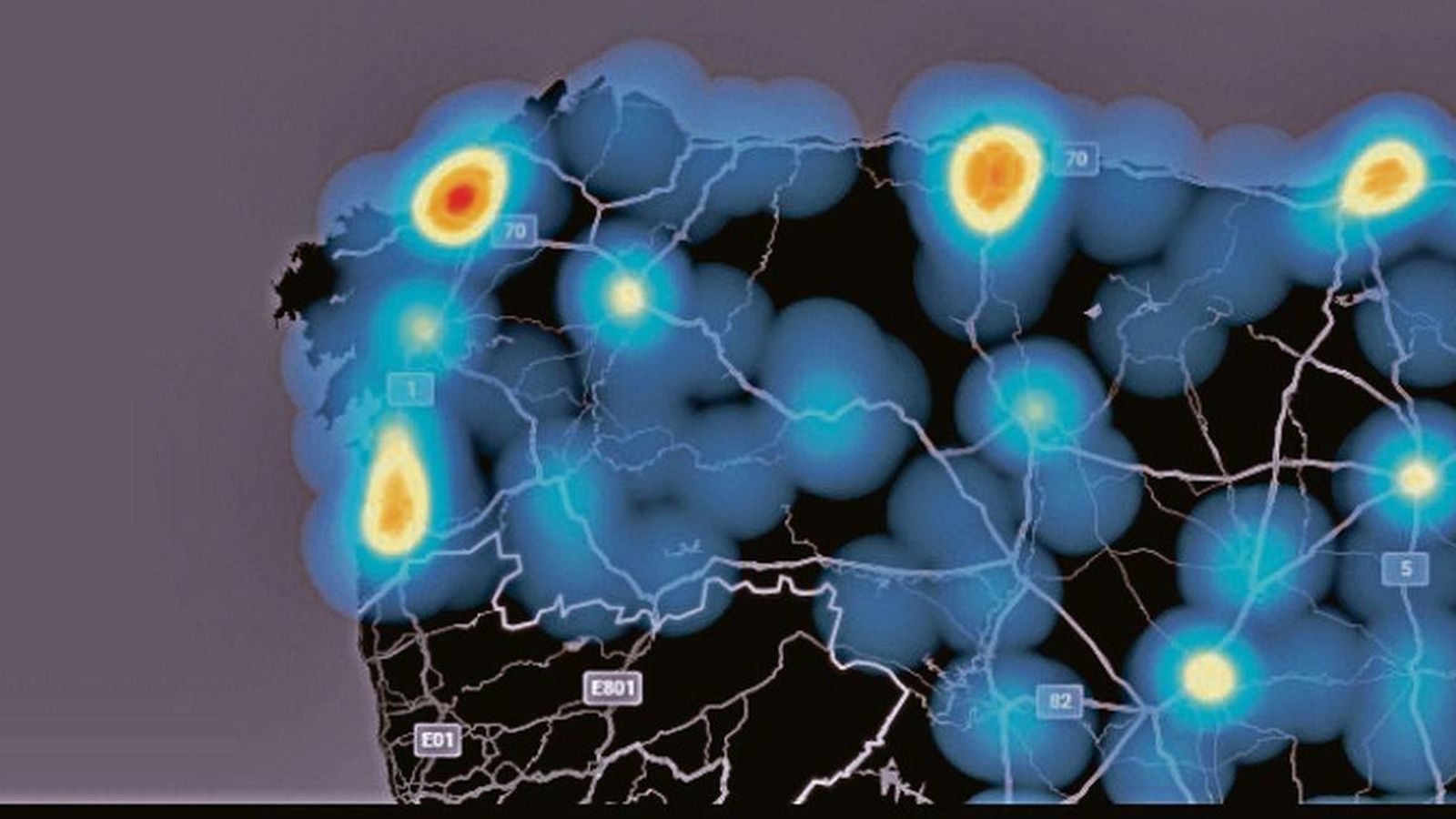 Mapa de las redes IoT en Galicia elaborado por UnaBiz.