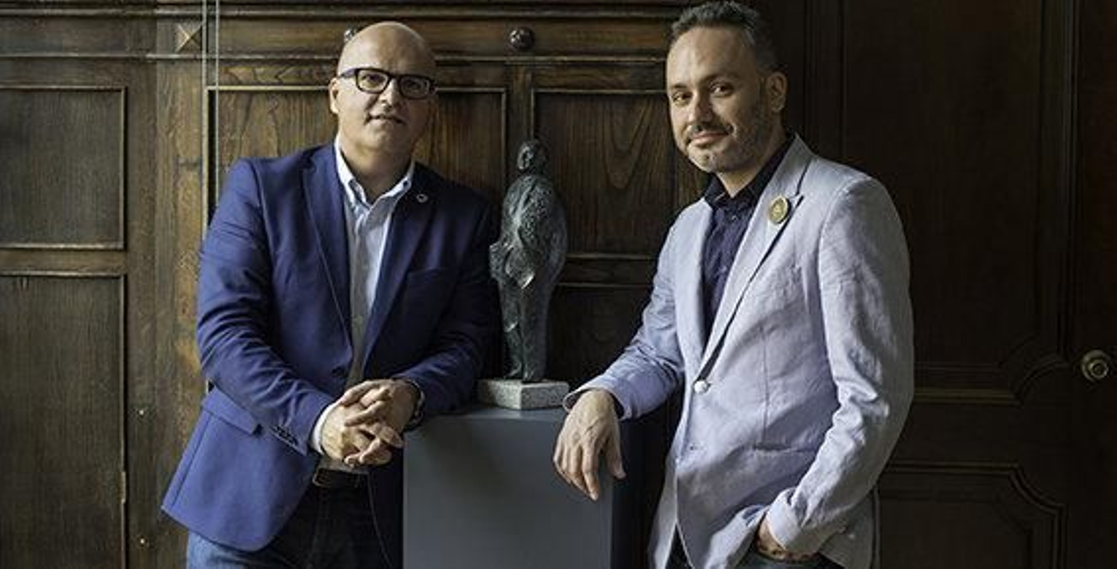 Manoel Carrete con el presidente de la Deputación de Oursense, Manuel Baltar