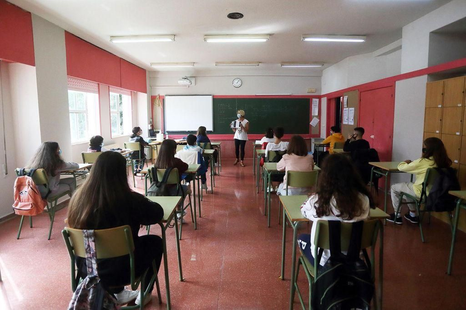 Una clase de un centro escolar compostelano.