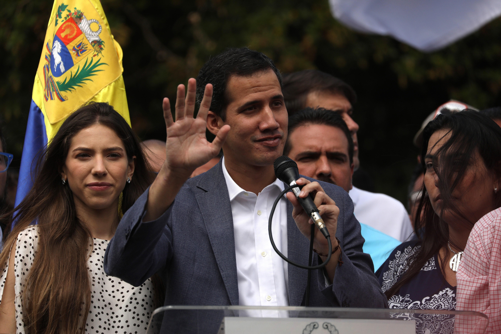 El presidente de la Asamblea Nacional de Venezuela, Juan Guaidó, ofreciendo un discurso en Caracas.