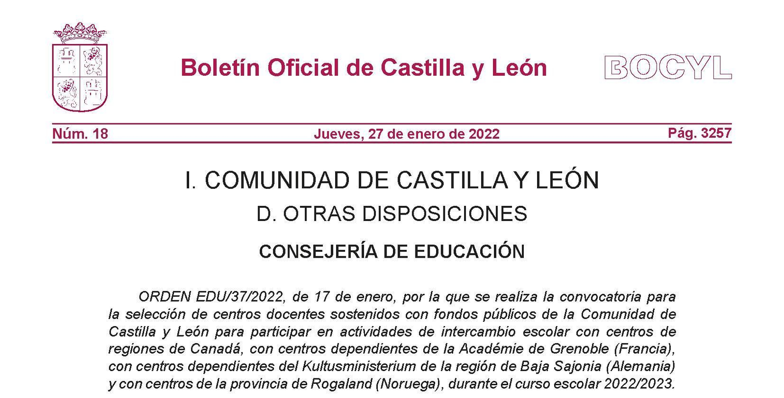 Castilla y León intercambios escolares