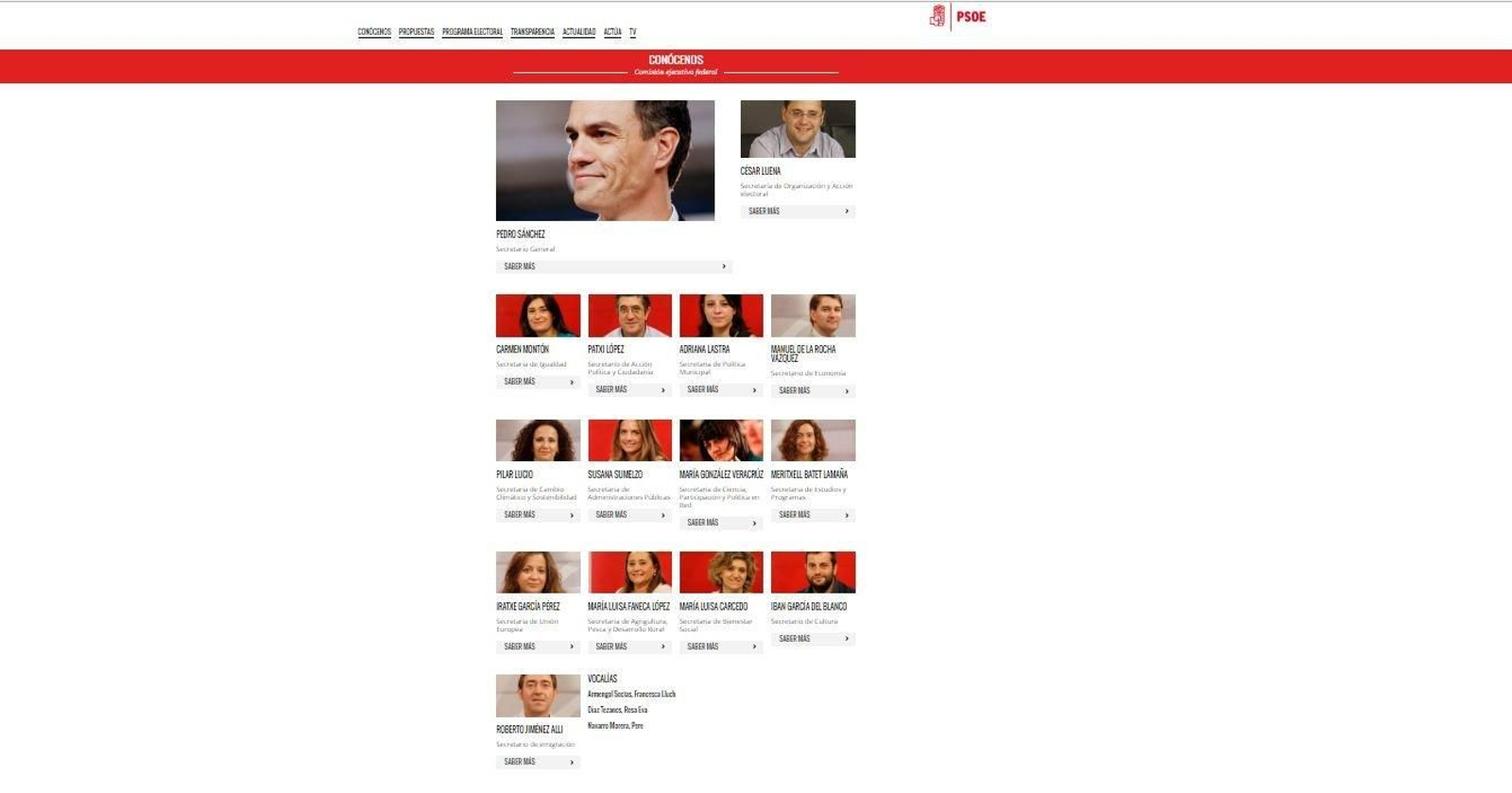 La Ejecutiva del PSOE en la web