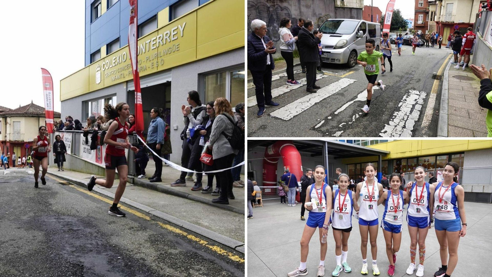 El Colegio Monterrey y sus inmediaciones fueron el escenario del cross escolar disputado ayer en Vigo.