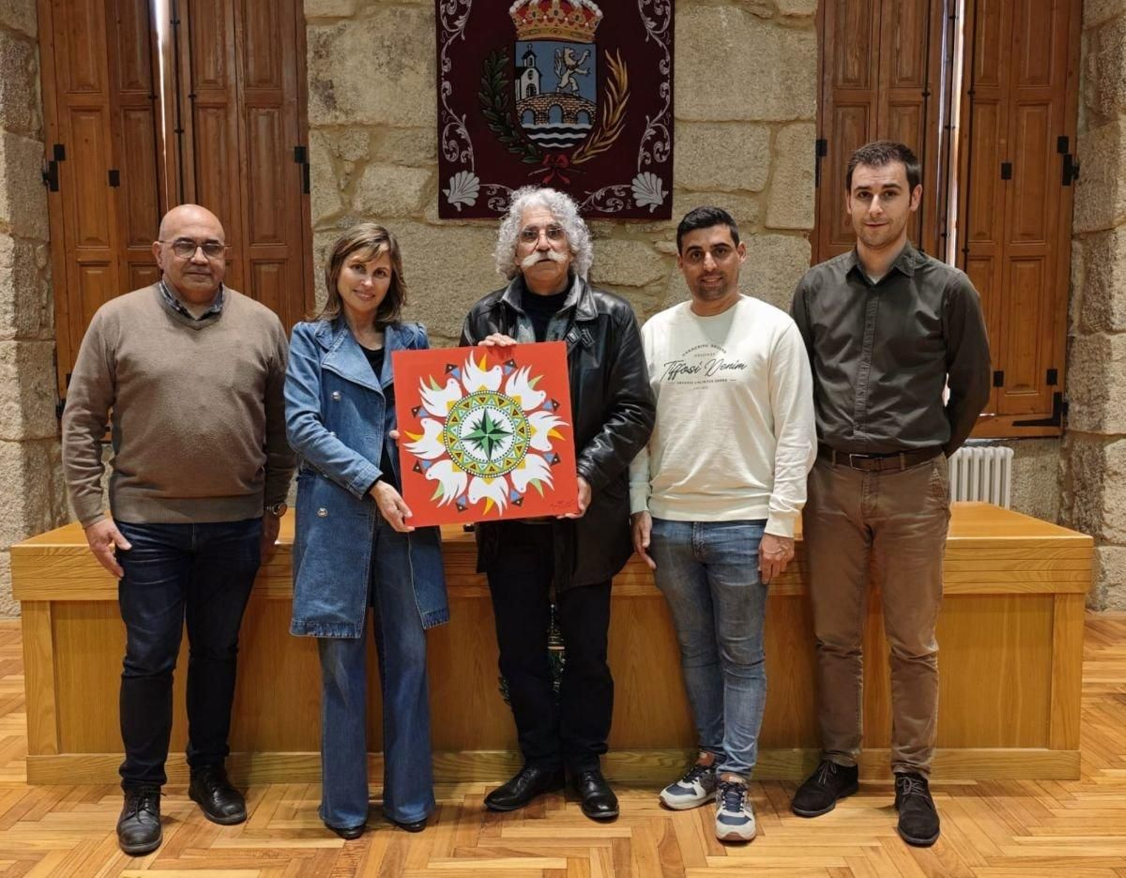 Presentación del boceto del collage de Baldomero Moreiras, cuya réplica lucirá en una de las alfombras.