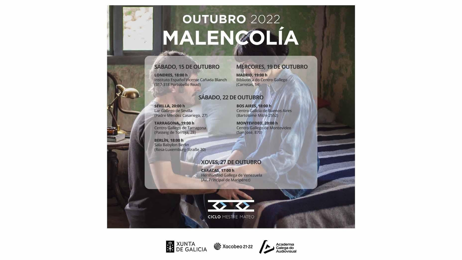 El film "Malencolía" se proyecta este mes de octubre en ocho ciudades de España, Europa y América
