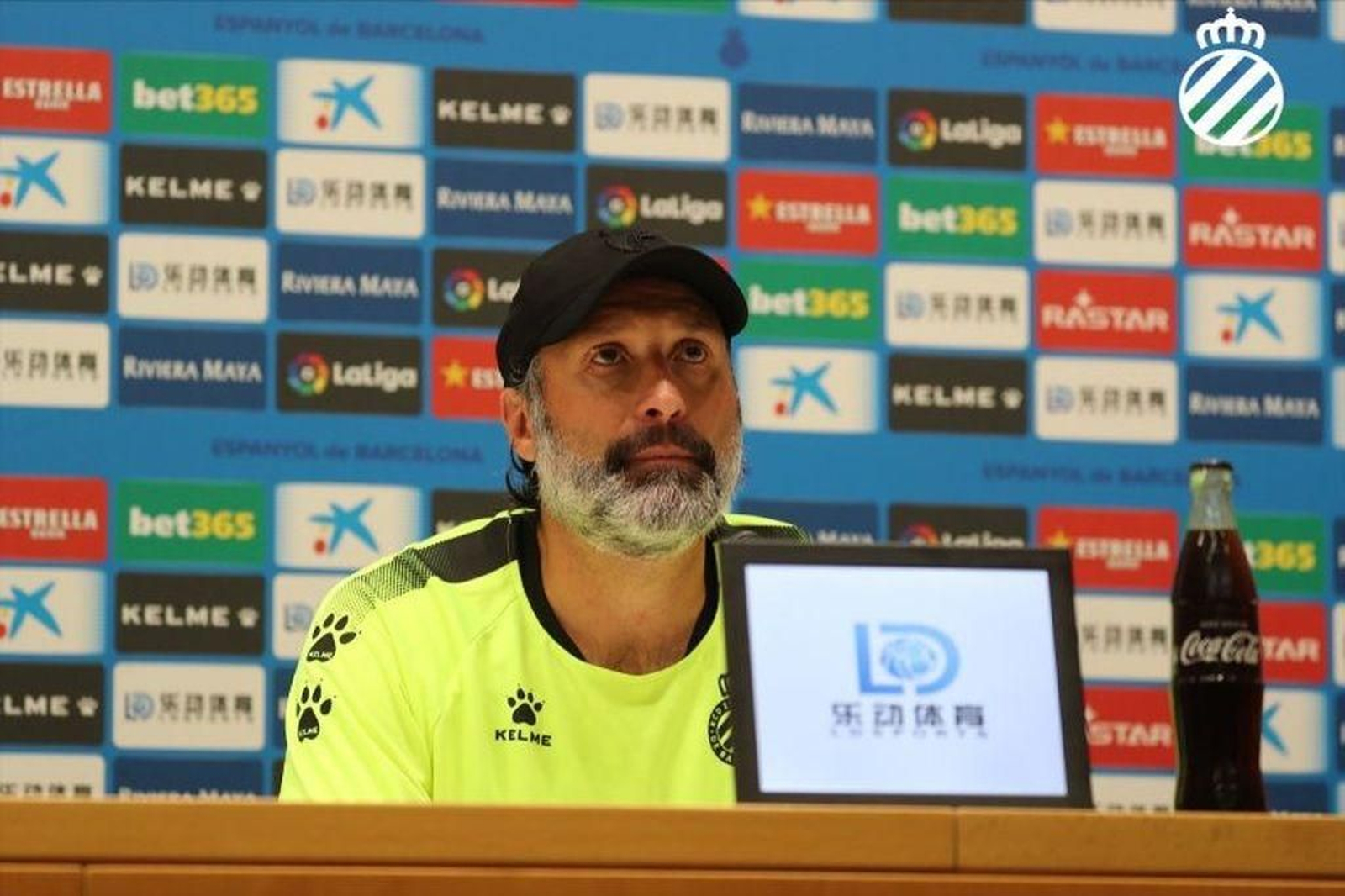 Rufete, entrenador del Espanyol, ayer en la rueda de prensa.